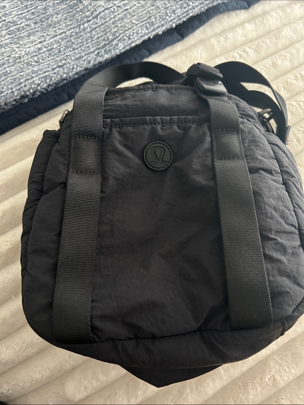 lululemon athletica Black Quilted Messenger Bag